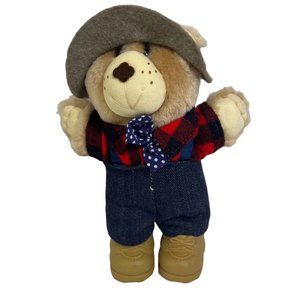 Vintage 1986 Wendy's 7" Dudley Furskin Plush Bear Toy Grey Felt Hat Without Tag